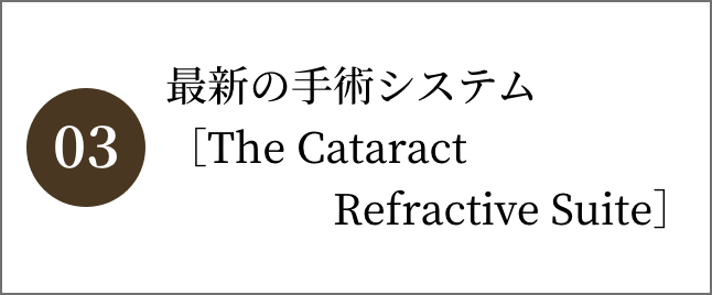 最新の手術システム［The CataractRefractive Suite］